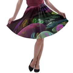 Creation Of The Rainbow Galaxy, Abstract A-line Skater Skirt by DianeClancy