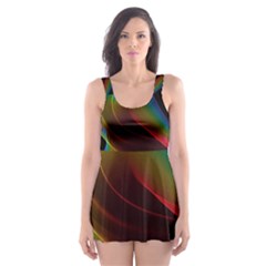 Liquid Rainbow, Abstract Wave Of Cosmic Energy  Skater Dress Swimsuit by DianeClancy