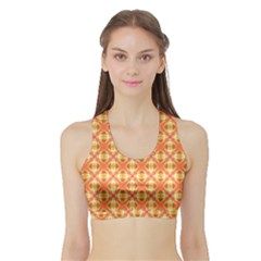 Peach Pineapple Abstract Circles Arches Women s Sports Bra With Border by DianeClancy