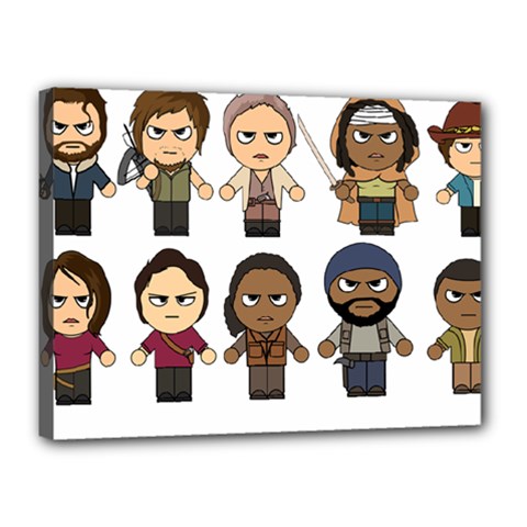 The Walking Dead   Main Characters Chibi   Amc Walking Dead   Manga Dead Canvas 16  X 12  by PTsImaginarium