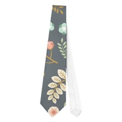 Vintage Flowers And Birds Pattern Neckties (one Side)  by TastefulDesigns