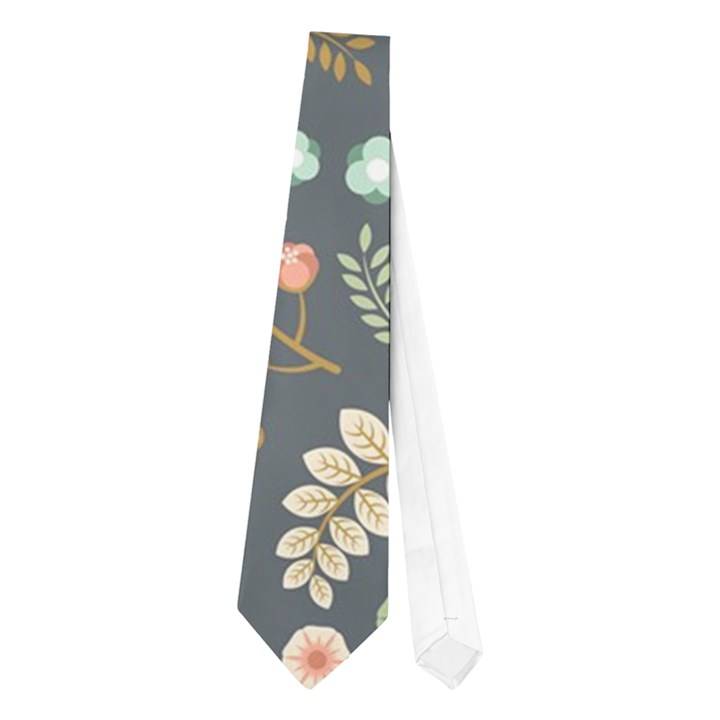 Vintage Flowers And Birds Pattern Neckties (One Side) 