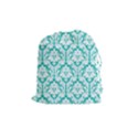 Turquoise Damask Pattern Drawstring Pouches (Medium)  View1