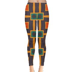 Connected Shapes In Retro Colors                         Leggings by LalyLauraFLM