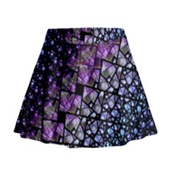  Dusk Blue And Purple Fractal Mini Flare Skirt by KirstenStar