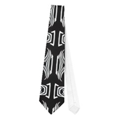 Black White Tiki Pattern Neckties (one Side)  by BrightVibesDesign