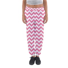 Soft Pink & White Zigzag Pattern Women s Jogger Sweatpants by Zandiepants