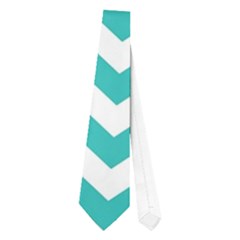 Turquoise & White Zigzag Pattern Necktie (one Side) by Zandiepants