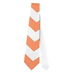 Tangerine Orange & White Zigzag Pattern Necktie (one Side) by Zandiepants