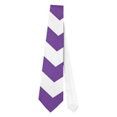 Royal Purple & White Zigzag Pattern Necktie (one Side) by Zandiepants