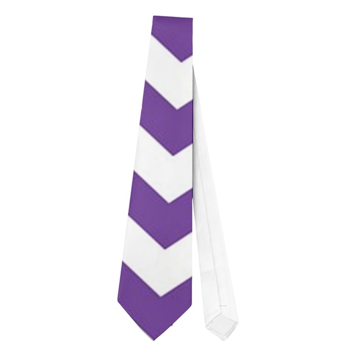 Royal Purple & White Zigzag Pattern Necktie (One Side)