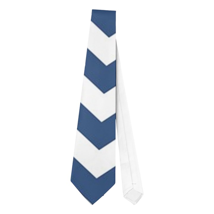 Navy Blue & White Zigzag Pattern Necktie (One Side)