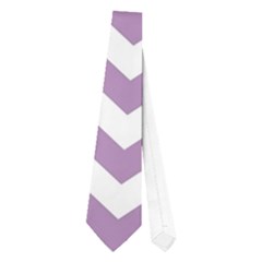 Lilac Purple & White Zigzag Pattern Necktie (one Side) by Zandiepants