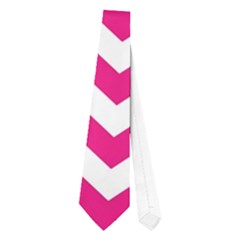 Hot Pink & White Zigzag Pattern Necktie (one Side) by Zandiepants