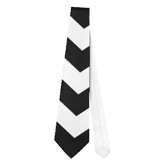 Black & White Zigzag Pattern Necktie (one Side) by Zandiepants