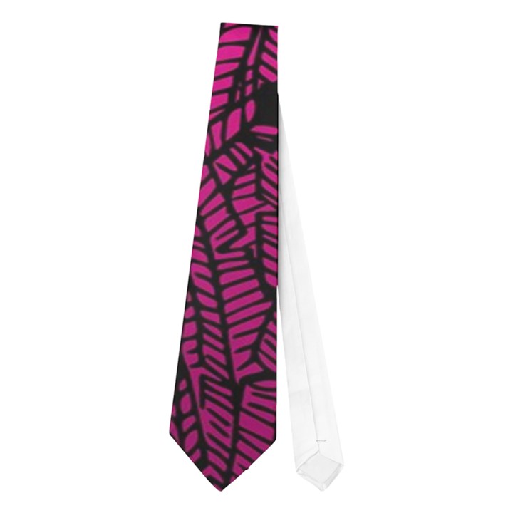 Pink Ombre feather pattern, black, Necktie (One Side)