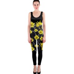 Sunflowers Over Black Onepiece Catsuit by dflcprintsclothing