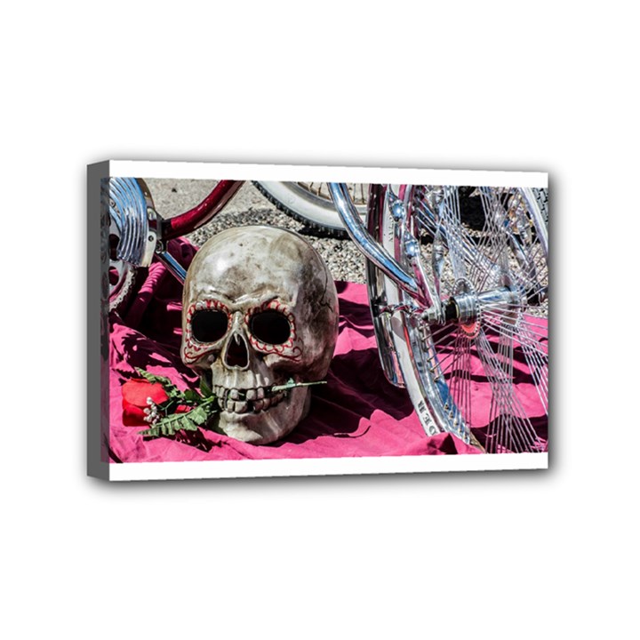 Skull and Bike Mini Canvas 6  x 4 