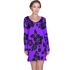 Violet Dark Hawaiian Long Sleeve Nightdress by AlohaStore