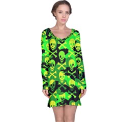 Skull Camouflage Long Sleeve Nightdress by ArtistRoseanneJones