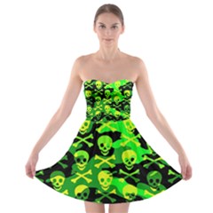 Skull Camouflage Strapless Dresses by ArtistRoseanneJones