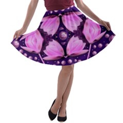 Magic Lotus In A Landscape Temple Of Love And Sun A-line Skater Skirt by pepitasart