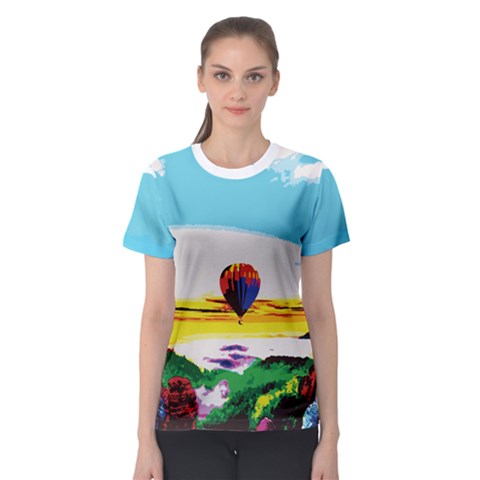 Morning Mountain Landspace Women s Sport Mesh Tee by gumacreative