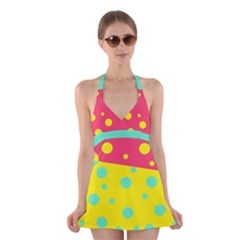 Polka Dot Halter Swimsuit Dress by Wanni