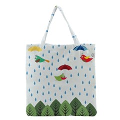 Birds In The Rain Grocery Tote Bag by justynapszczolka