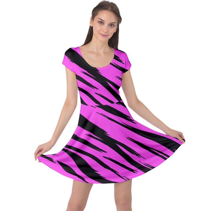 Pink Tiger Cap Sleeve Dresses