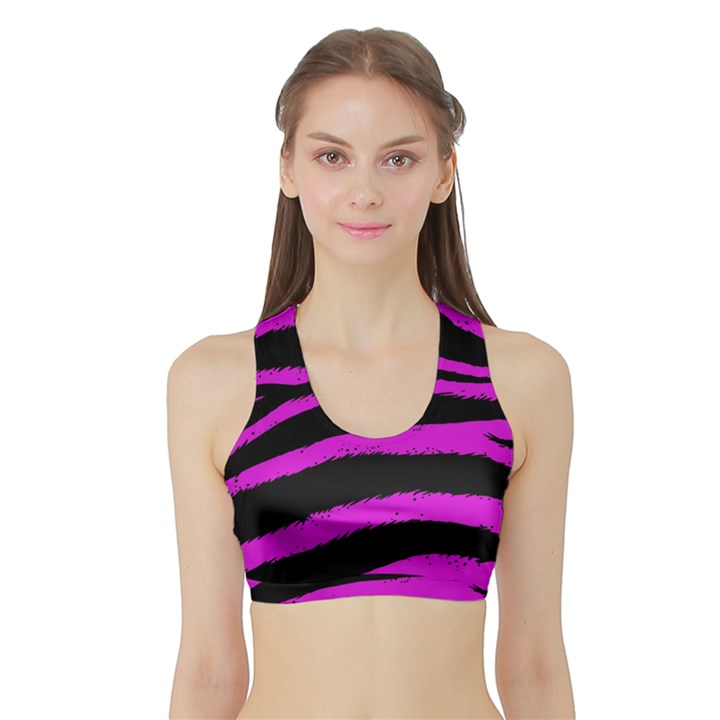 Pink Zebra Sports Bra with Border