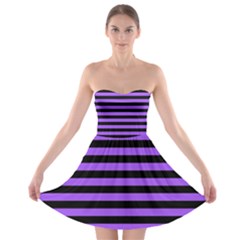 Purple Stripes Strapless Dresses by ArtistRoseanneJones