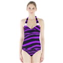 Purple Zebra Halter Swimsuit View1