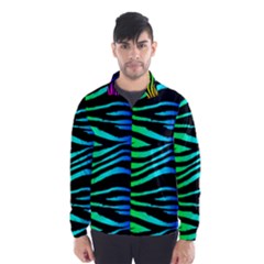 Rainbow Zebra Wind Breaker (men) by ArtistRoseanneJones