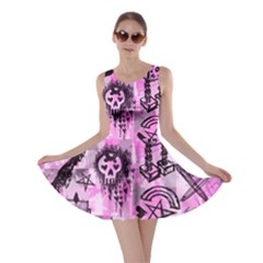 Pink Scene Kid Sketches Skater Dress by ArtistRoseanneJones