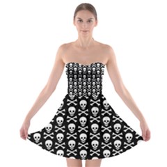 Skull And Crossbones Pattern Strapless Dresses by ArtistRoseanneJones