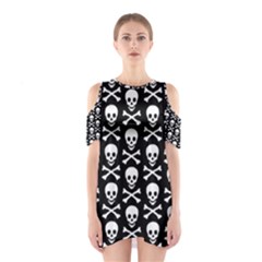 Skull And Crossbones Pattern Cutout Shoulder Dress by ArtistRoseanneJones