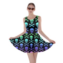 Rainbow Skull And Crossbones Pattern Skater Dress by ArtistRoseanneJones