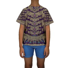 Lace Landscape Abstract Shimmering Lovely In The Dark Kid s Short Sleeve Swimwear by pepitasart