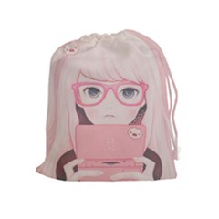 Gamegirl Girl Drawstring Pouches (extra Large) by kaoruhasegawa