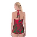 Red and green abstract design Boyleg Halter Swimsuit  View2