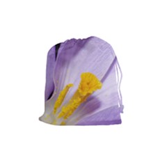 Purple Crocus Drawstring Pouches (medium)  by PhotoThisxyz