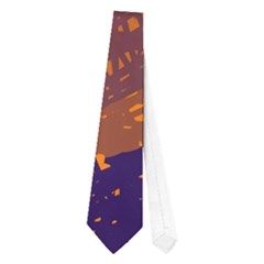 Orange And Blue Artistic Pattern Neckties (one Side)  by Valentinaart