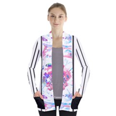 Watercolor1 Women s Open Front Pockets Cardigan(p194) by Wanni