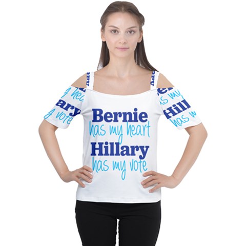 Bernie Has My Heart, Hillary Has My Vote Women s Cutout Shoulder Tee by blueamerica