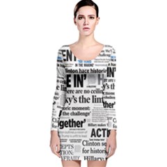 Hillary 2016 Historic Headlines Long Sleeve Velvet Bodycon Dress by blueamerica