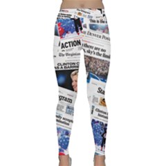 Hillary 2016 Historic Newspaper Collage Yoga Leggings  by blueamerica