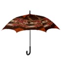 Surfing, Surfboard With Floral Elements  And Grunge In Red, Black Colors Hook Handle Umbrellas (Medium) View3