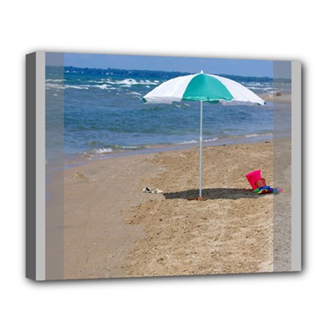 Beach Umbrella Canvas 14  X 11  by PhotoThisxyz