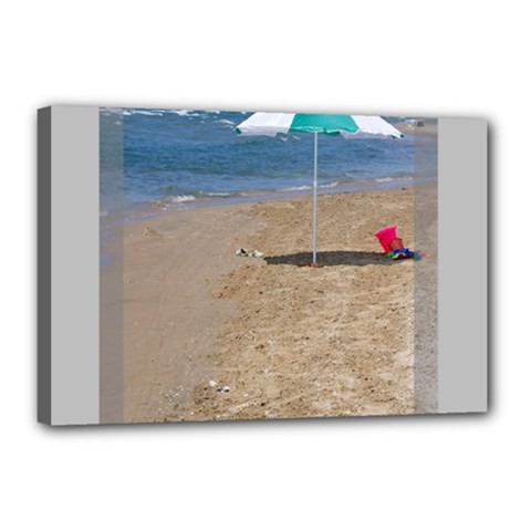 Beach Umbrella Canvas 18  X 12  by PhotoThisxyz